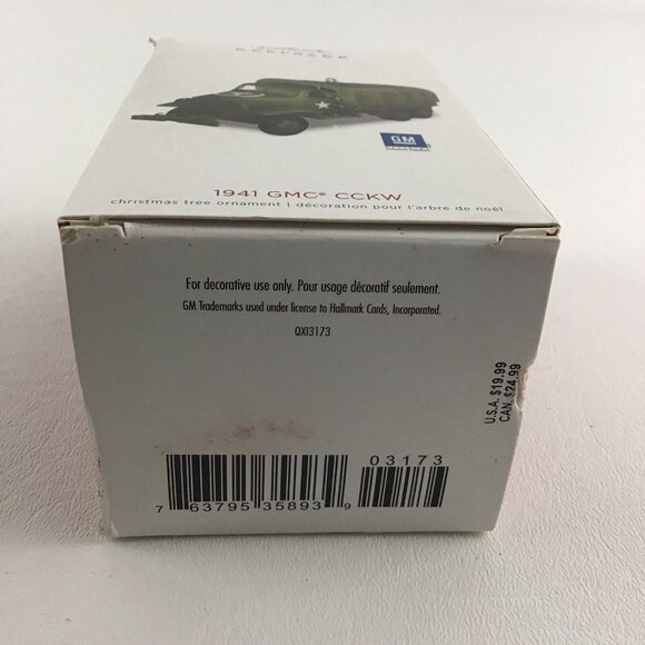 Hallmark Keepsake Ornament 1941 GMC CCKW Military Army Cargo Truck Vehicle 2018 - Picture 6 of 6